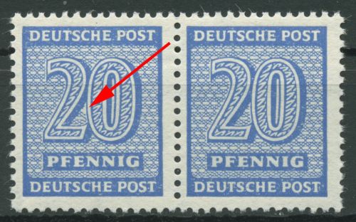SBZ West-Sachsen Freimarken Ziffern mit Plattenfehler 134 Y w I postfrisch