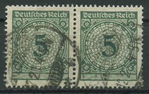Dt. Reich 1923 Korbdeckelmuster Plattendruck waager. Paar 339 Pa gestempelt