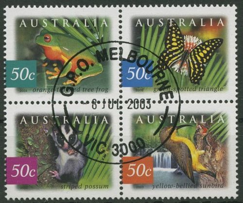 Australien 2003 Fauna und Flora des austral. Regenwaldes 2237/40 ZD gestempelt