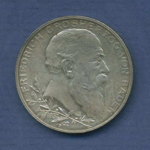 Baden 2 Mark 1902, Regierungsjubiläum Großherzog Friedrich, J 30 fast st (m6875)