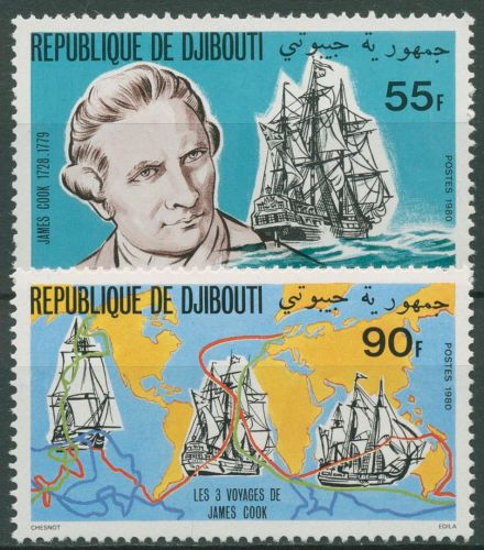 Dschibuti 1980 Seefahrer James Cook Segelschiffe 287/88 postfrisch