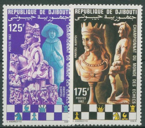 Dschibuti 1982 Schachweltmeisterschaft Schachfiguren 331/32 postfrisch