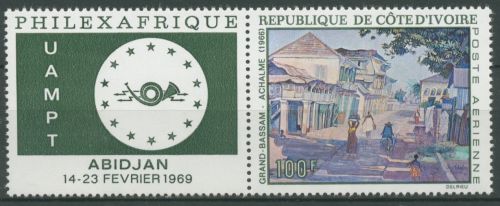 Elfenbeinküste 1969 PHILEXAFRIQUE Gemälde Ortschaft 339 ZF postfrisch