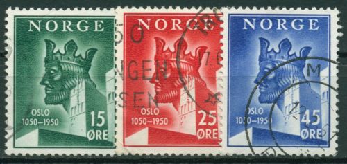 Norwegen 1950 Stadt Oslo Rathaus König Harald III. 348/50 gestempelt
