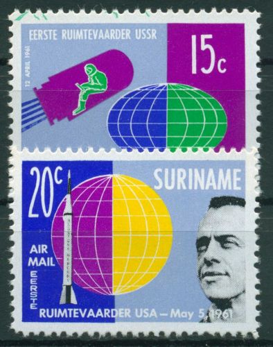 Surinam 1961 Bemannte Weltraumfahrt Wostok 1, Mercury-Rakete 406/07 postfrisch