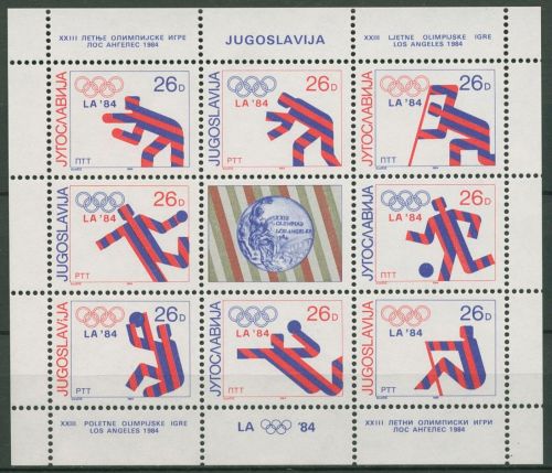 Jugoslawien 1984 Olympia Medaillen Kleinbogen 2075/82 K postfrisch (C93648)