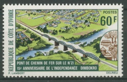 Elfenbeinküste 1975 Unabhängigkeitstag Eisenbahnbrücke am N'Zi 478 postfrisch