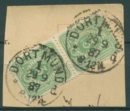 Dt. Reich 1880 PFENNIG 39 II c senkrechtes Paar gestempelt geprüft, Briefstück