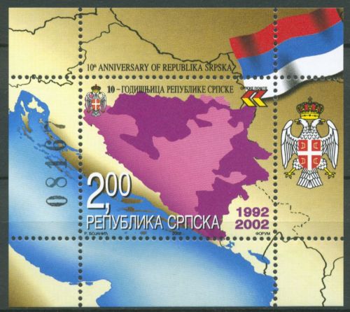 Bosnien-Herzegowina (Serb.Republik) 2002 Landkarte Block 5 postfrisch (C66303)