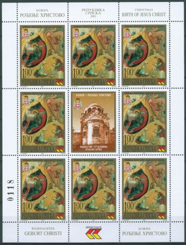 Bosnien-Herzegowina (Serb.Rep.) 2001 Weihnachten Fresko 228 K postfrisch(C66313)