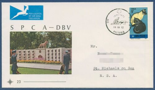 Südafrika 1972 100 Jahre Tierschutzverein Katzen 414 FDC (X41539)