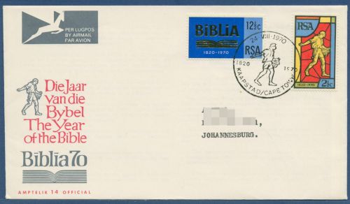 Südafrika 1970 150 Jahre Südafrik. Bibelgesellschaft 388/89 FDC (X41538)