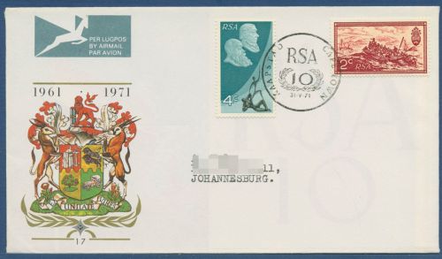 Südafrika 1971 10 Jahre Republik 405/06 FDC (X41537)