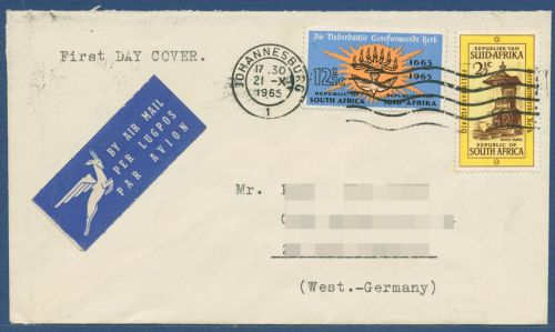 Südafrika 1965 300 Jahre niederländische reformierte Kirche 346/47 FDC (X41532)