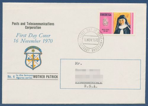Rhodesien 1970 Dominikanerschwester Patrick 106 FDC (X41558)