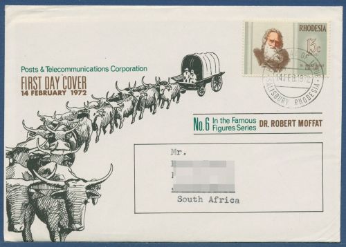 Rhodesien 1972 Missionar Robert Moffat 118 FDC (X41557)