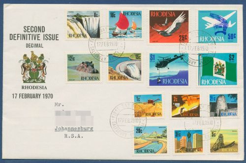 Rhodesien 1970 Industrie Tiere Staudamm Wasserfall Bergbau 88/101 FDC (X41550)