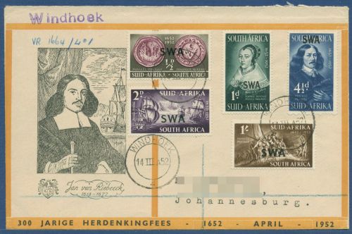 Südwestafrika 1952 Gründung d. ersten Siedlung Jan Riebeeck 269/73 FDC (X41542)