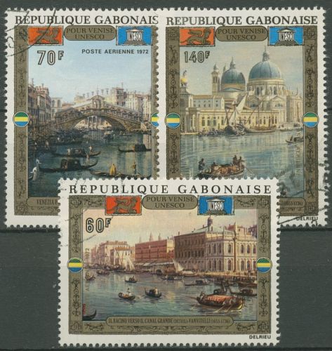 Gabun 1972 UNESCO-Aktion Rettet Venedig 456/58 gestempelt