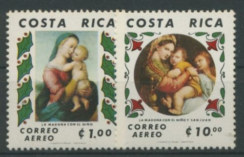 Costa Rica 1980 Weihnachten Gemälde von Raffael 1091/92 postfrisch