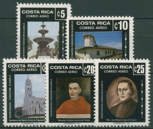 Costa Rica 1982 Provinz Alajuela Bauwerke Persönlichkeiten 1160/64 postfrisch