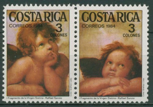 Costa Rica 1984 Weihnachten Engel Gemälde Raffael 1240/41 ZD postfrisch