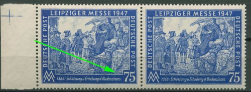 Alliierte Besetzung 1947 Leipziger Messe Plattenfehler 966 VIII im Paar postfr.