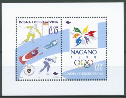 Bosnien-Herzegowina 1998 Olympia Nagano Block 4 postfrisch (C66410)