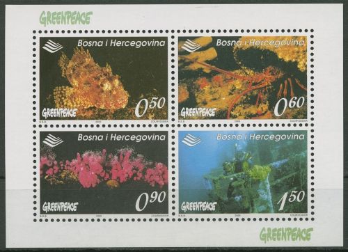 Bosnien-Herzegowina 2000 Greenpeace Meere Block 9 postfrisch (C90240)
