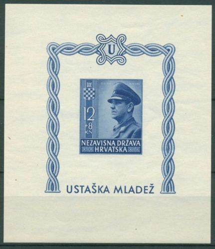 Kroatien 1943 Kroatischer Staat Präsident Pavelic Block 4 B postfrisch (C66439)