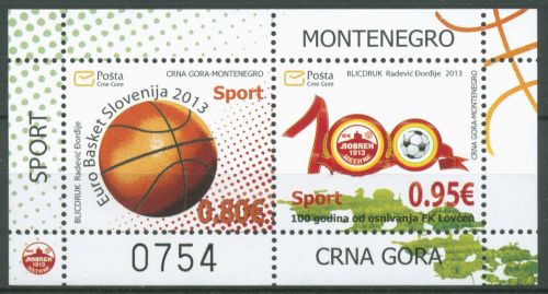 Montenegro 2013 Basketball-EM, Fußball Lovcen Block 13 postfrisch (C66444)