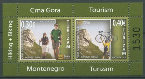 Montenegro 2013 Tourismus Wandern Fahrrad fahren H-Blatt 10 postfrisch (C66445)