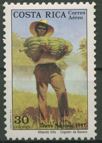 Costa Rica 1991 Nationaltheater, Gemälde "Der Bananenpflücker" 1385 postfrisch