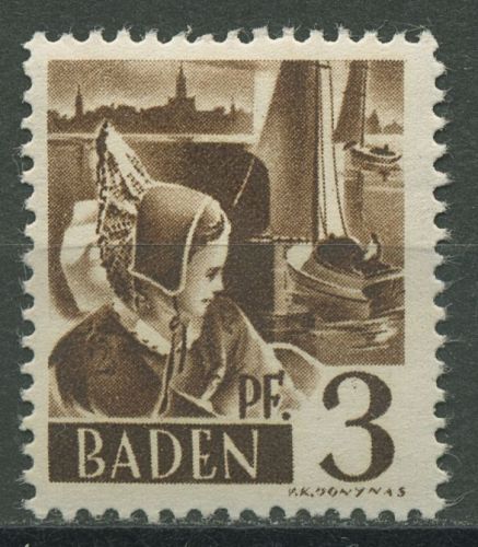 Französische Zone: Baden 1947 Trachtenmädchen Type I, 2 yv I postfrisch