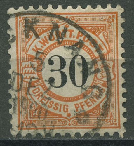 Württemberg 1900 schwarze Ziffern im Kreis 61 gestempelt
