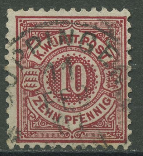 Württemberg 1875 weiße Ziffern im Kreis 46 c gestempelt