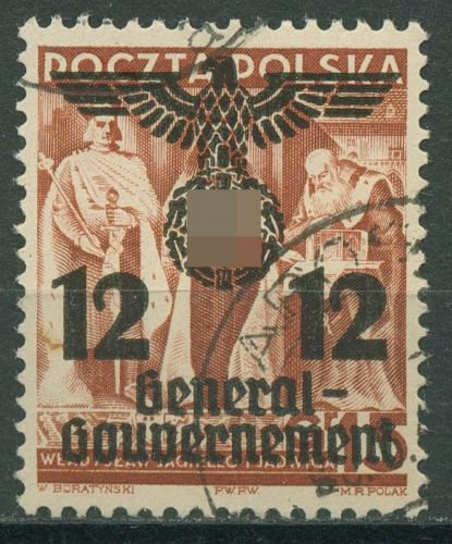 Generalgouvernement 1940 Polen mit Aufdruck, enger Abstand 33 II gestempelt