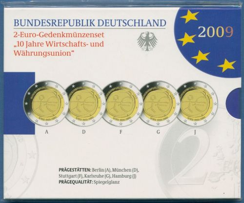 Deutschland 2 Euro 2009 WWU Originalsatz Polierte Platte PP (m2490)