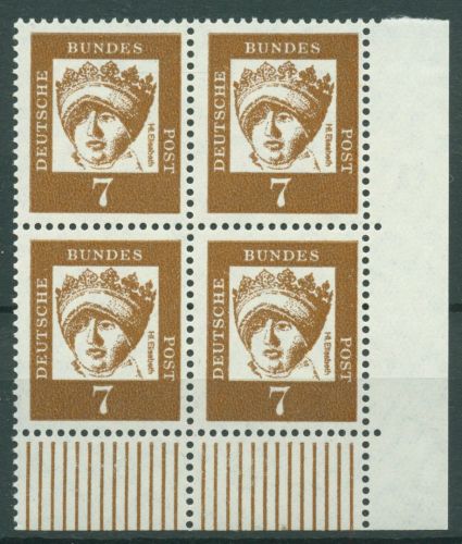 Bund 1961 Bedeutende Deutsche 348 y W UR 4er-Block Ecke 4 postfrisch