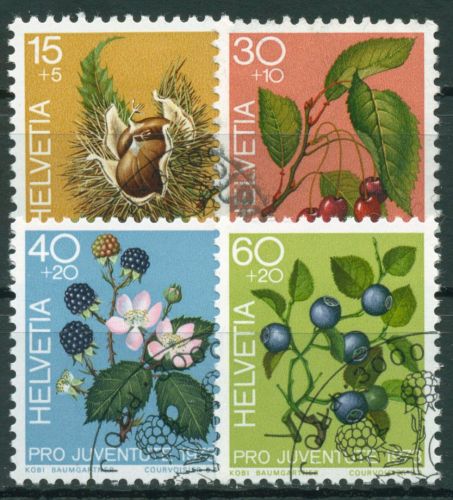 Schweiz 1973 Pro Juventute Pflanzen Früchte des Waldes 1013/16 gestempelt