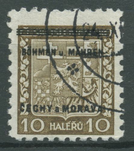 Böhmen und Mähren 1939 Marke mit Aufdruck 2 gestempelt