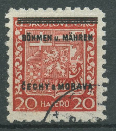 Böhmen und Mähren 1939 Marke mit Aufdruck 3 gestempelt