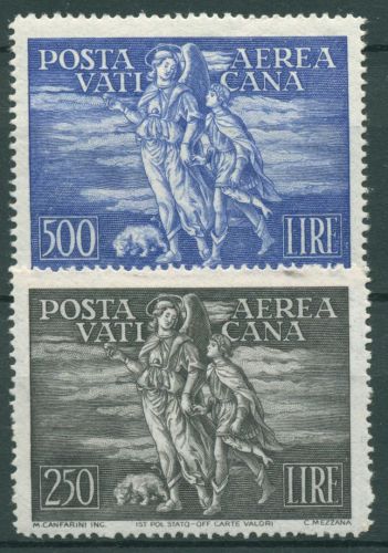 Vatikan 1948 Flugpostmarken Engel Raphael Gemälde 147/48 mit Falz