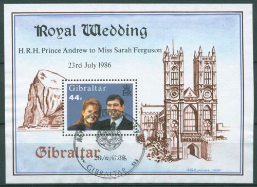 Gibraltar 1986 Prinz Andrew und Sarah Ferguson Block 10 gestempelt (C30896)
