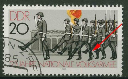 DDR 1981 25 Jahre Nat. Volksarmee mit Plattenfehler 2581 F 2 Massenentwertung