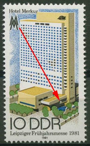 DDR 1981 Leipziger Frühjahrsmesse mit Plattenfehler 2593 F 23 postfrisch