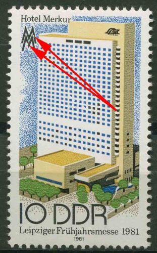 DDR 1981 Leipziger Frühjahrsmesse mit Plattenfehler 2593 F 33 postfrisch