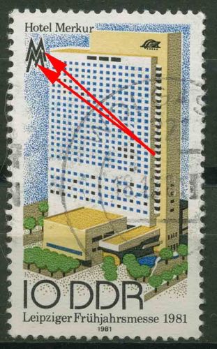 DDR 1981 Leipziger Frühjahrsmesse mit Plattenfehler 2593 F 33 gestempelt