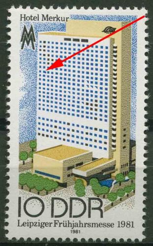 DDR 1981 Leipziger Frühjahrsmesse mit Plattenfehler 2593 F 42 postfrisch