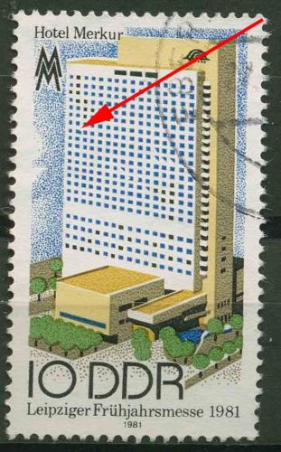 DDR 1981 Leipziger Frühjahrsmesse mit Plattenfehler 2593 F 42 gestempelt